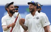 Virat Kohli and Shikhar Dhawan. (Photo by LAKRUWAN WANNIARACHCHI/AFP/Getty Images)