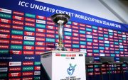 The ICC U19 World Cup trophy (Photo by Hagen Hopkins/Getty Images)