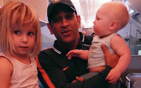 MS Dhoni with Jhonty Rhodes Daughter India and nathan