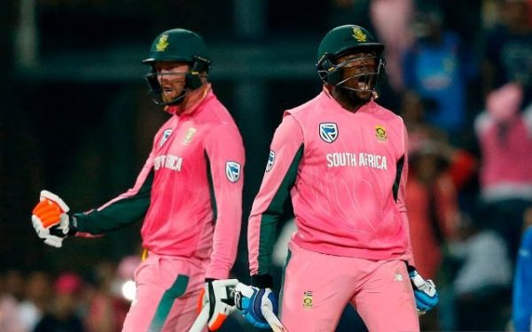 Heinrich Klaasen and Andile Pehlukwayo of South Africa. (Photo by GIANLUIGI GUERCIA/AFP/Getty Images)