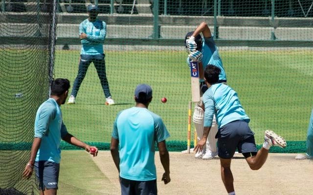 India’s cricket team players take part in a training session. (Photo credit should read RODGER BOSCH/AFP/Getty Images)