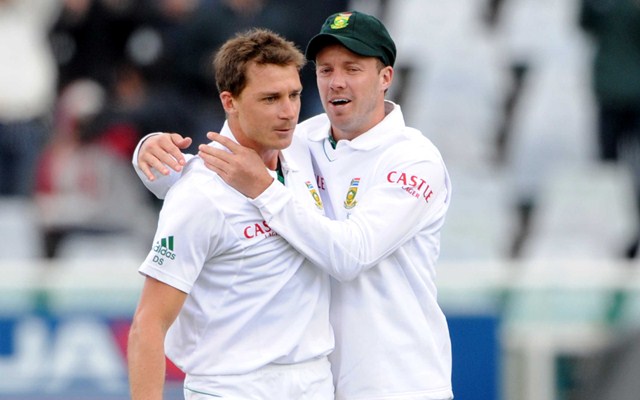 Dale Steyn with AB de Villiers. (Photo by Lee Warren/Gallo Images/Getty Images)