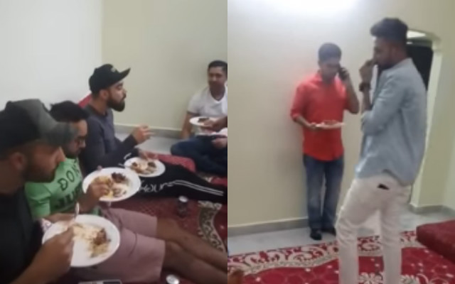 Virat Kohli along with RCB teammates enjoy Hyderabadi biryani at Mohammed Siraj’s house. (Photo Source: YouTube)