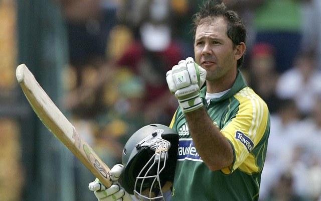 Ricky Ponting of Australia reaches his century. (Photo by Hamish Blair/Getty Images)