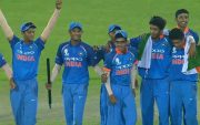 India U19 team members celebrate the victory. (Photo Source: Twitter)
