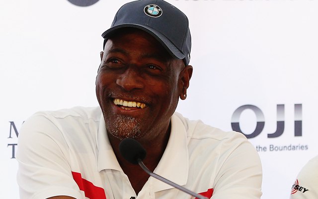 QUEENSTOWN, NEW ZEALAND - MARCH 11: Sir Viv Richards and Ricky Ponting speak to the media during a press conference prior to playing in the New Zealand Open at The Hills on March 11, 2015 in Queenstown, New Zealand (Photo by Hannah Peters/Getty Images)
