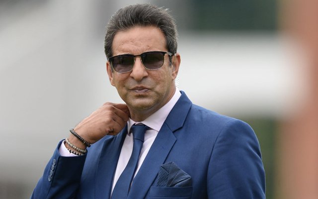 LONDON, ENGLAND - JUNE 23 : Wasim Akram looks at the lunch break during the ICC Cricket World Cup Group Match between Pakistan and South Africa a at Lord's on June 23, 2019 in London, England. (Photo by Philip Brown/Popperfoto via Getty Images)