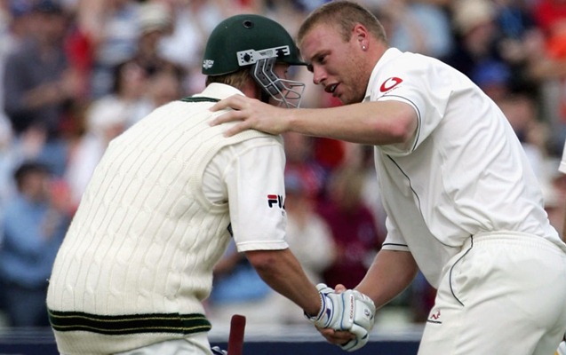 Brett Lee and Andrew Flintoff