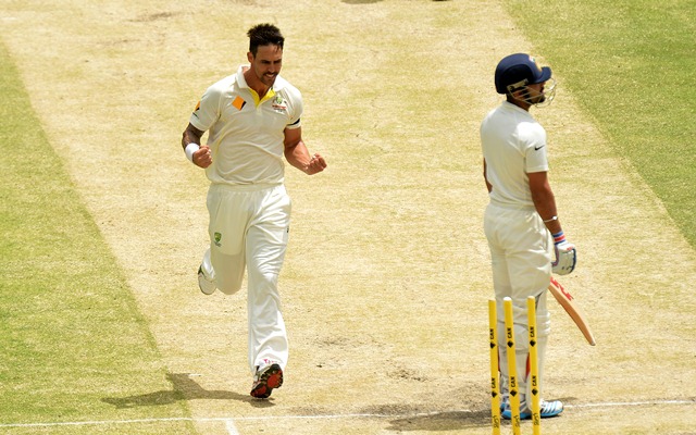 Mitchell Johnson and Virat Kohli