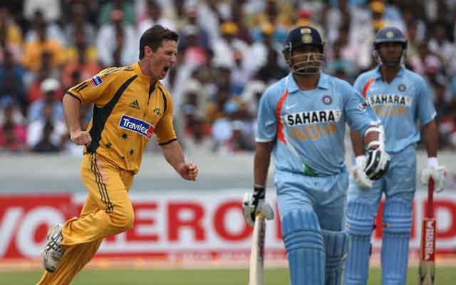 Brad Hogg and Sachin Tendulkar