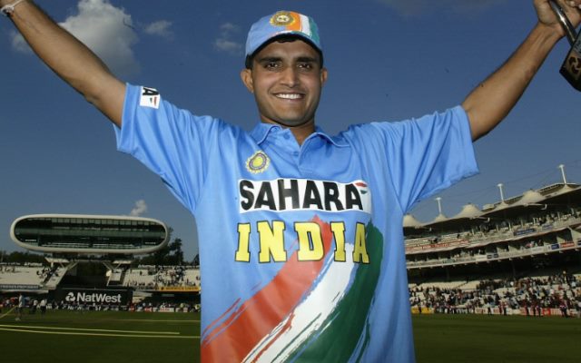 Sourav Ganguly of India with the NatWest series Trophy. (Photo by Clive Mason/Getty Images)