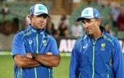 Ricky Ponting and Justin Langer. (Photo by Morne de Klerk/Getty Images)