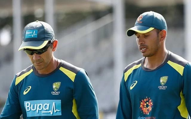 Justin Langer and Usman Khawaja. (Photo by Ryan Pierse/Getty Images)