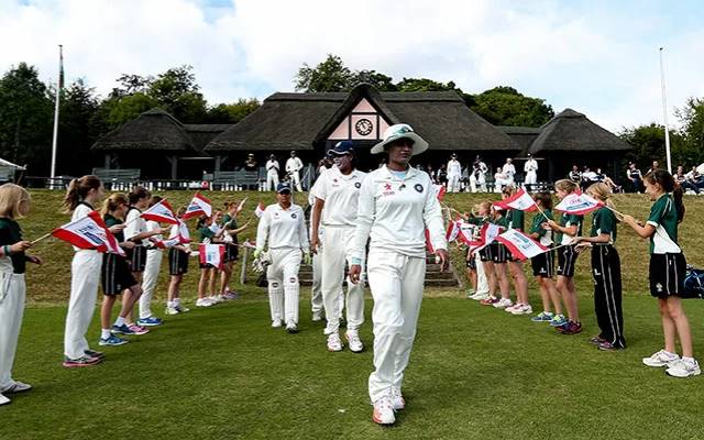 Mithali Raj of India leads her team into the field. (Photo by Ben Hoskins/Getty Images)