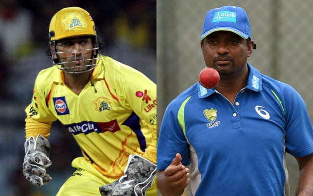 MS Dhoni And Muttiah Muralitharan. (Photo Source:Getty Images)
