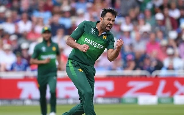 NOTTINGHAM, ENGLAND – JUNE 03: Wahab Riaz of Pakistan celebrates the wicket of Jonny Bairstow of England during the Group Stage match of the ICC Cricket World Cup 2019 between Pakistan and England at Trent Bridge on June 03, 2019 in Nottingham, England. (Photo by Laurence Griffiths/Getty Images)