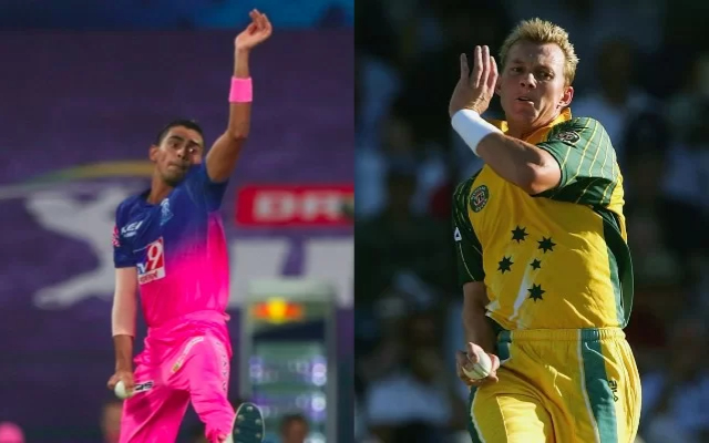 Kartik Tyagi and Brett Lee. (Photo Source: IPL/BCCI and Getty Images)