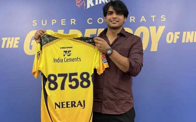 Neeraj Chopda With CSK Jersey (Photo source: Twitter)
