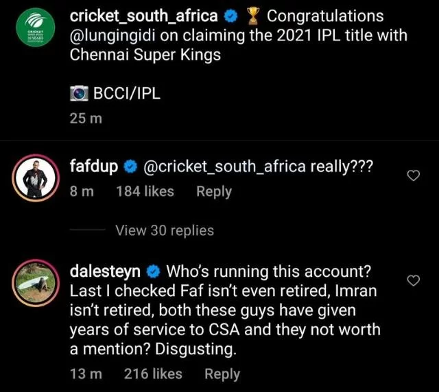 Cricket South Africa Instagram post. (Photo Source: Instagram)