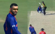 Virat Kohli bowling. (Photo Source: Disney + Hotstar)