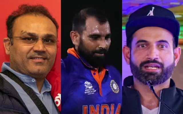 Virender Sehwag, Mohammed Shami and Irfan Pathan. (Photo Source: Getty Images)