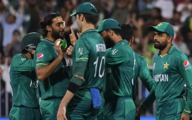 Pakistan cricket team. (Photo by KARIM SAHIB/AFP via Getty Images)