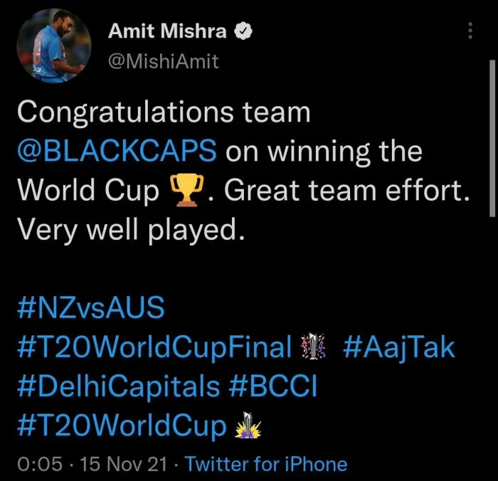 Amit Mishra tweet. (Photo Source: Twitter)