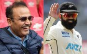 Virender Sehwag and Ajaz Patel. (Photo Source: Getty Images and Twitter)
