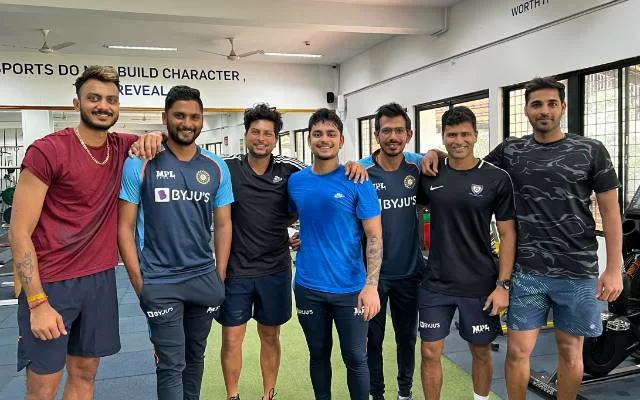 Yuzvendra Chahal with his India teammates at NCA. (Photo Source: Twitter)