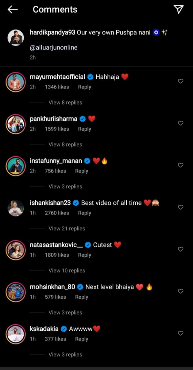Comment on Hardik Pandya's Post