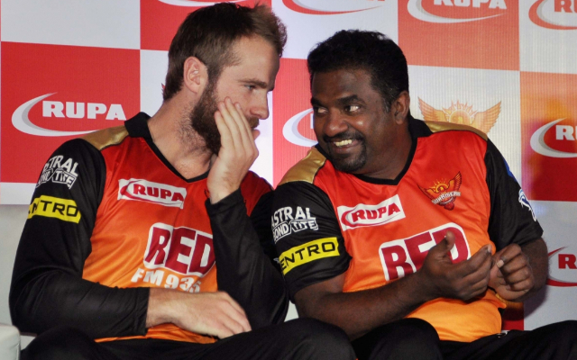  Kane Williamson and Muttiah Muralitharan (Image Source: BCCI/IPL)