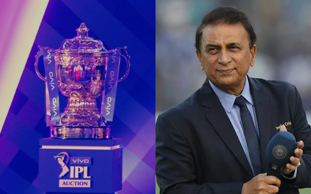 IPL Trophy and Sunil Gavaskar (Image Source: Twitter/BCCI Images)