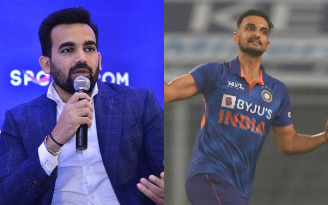 Zaheer Khan and Harshal Patel (Image Source: Twitter/BCCI)