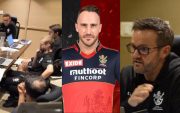 Faf du Plessis and Mike Hesson (Image Source: RCB Twitter Screengrab)