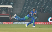 Mohammad Rizwan and Shahnawaz Dahani collides with each during a PSL game (Credit: PSL)