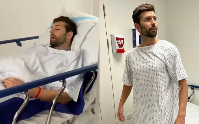 Mark Wood in hospital (Photo Source: Twitter)