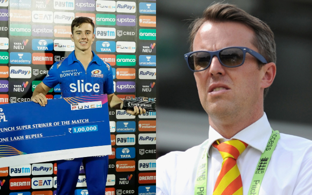 Dewald Brevis and Graeme Swann (Image Source: BCCI/IPL/Getty Images)