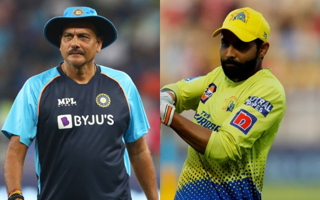 Ravi Shsatri & Ravindra Jadeja (Photo Source: Twitter)