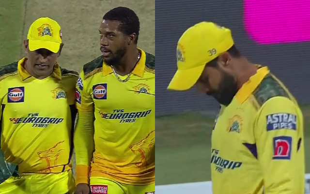 Dhoni, Chris Jordan And Jadeja (Image Credit- Twitter)