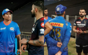 Virat Kohli interacting with Sachin Tendulkar, youngsters after RCB’s win (Photo Source: Twitter)