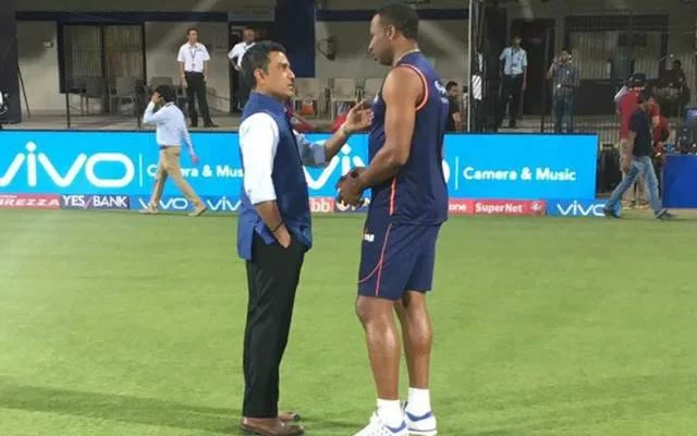 Kieron Pollard and Sanjay Manjrekar. (Photo Source: Twitter)