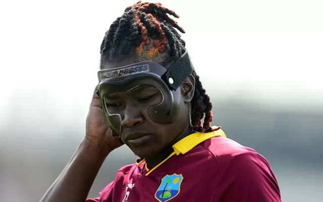 Deandra Dottin wearing a helmet. (Photo by Harry Trump-IDI/IDI via Getty Images)