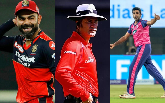 Virat Kohli, Simon Taufel and R Ashwin (Image Source: BCCI/IPL/Getty Images)