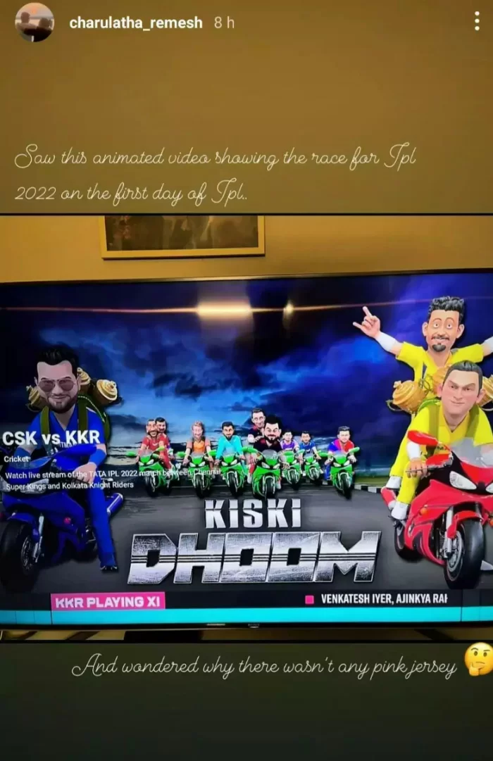 Sanju Samson’s wife Instagram story (Photo Source: Instagram)