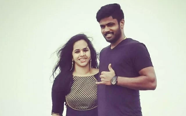 Sanju Samson and his wife. (Photo Source: Twitter)
