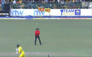 Umpire Kumar Dharmasena imitated to take a catch at point (Photo Source: Twitter)
