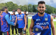 Umran Malik gets his debut cap for India (Photo Source: Twitter/BCCI)