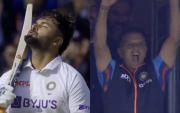 Coach Rahul Dravid’s celebration after Rishabh Pant’s century (Photo Source: Twitter)
