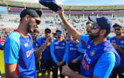 Captain Rohit Sharma giving the debut cap to Arshdeep Singh (Photo Source: Twitter/BCCI)