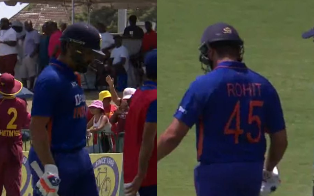 Rohit Sharma walking off the field during the 3rd T20I against West Indies. (Photo Source: Twitter)